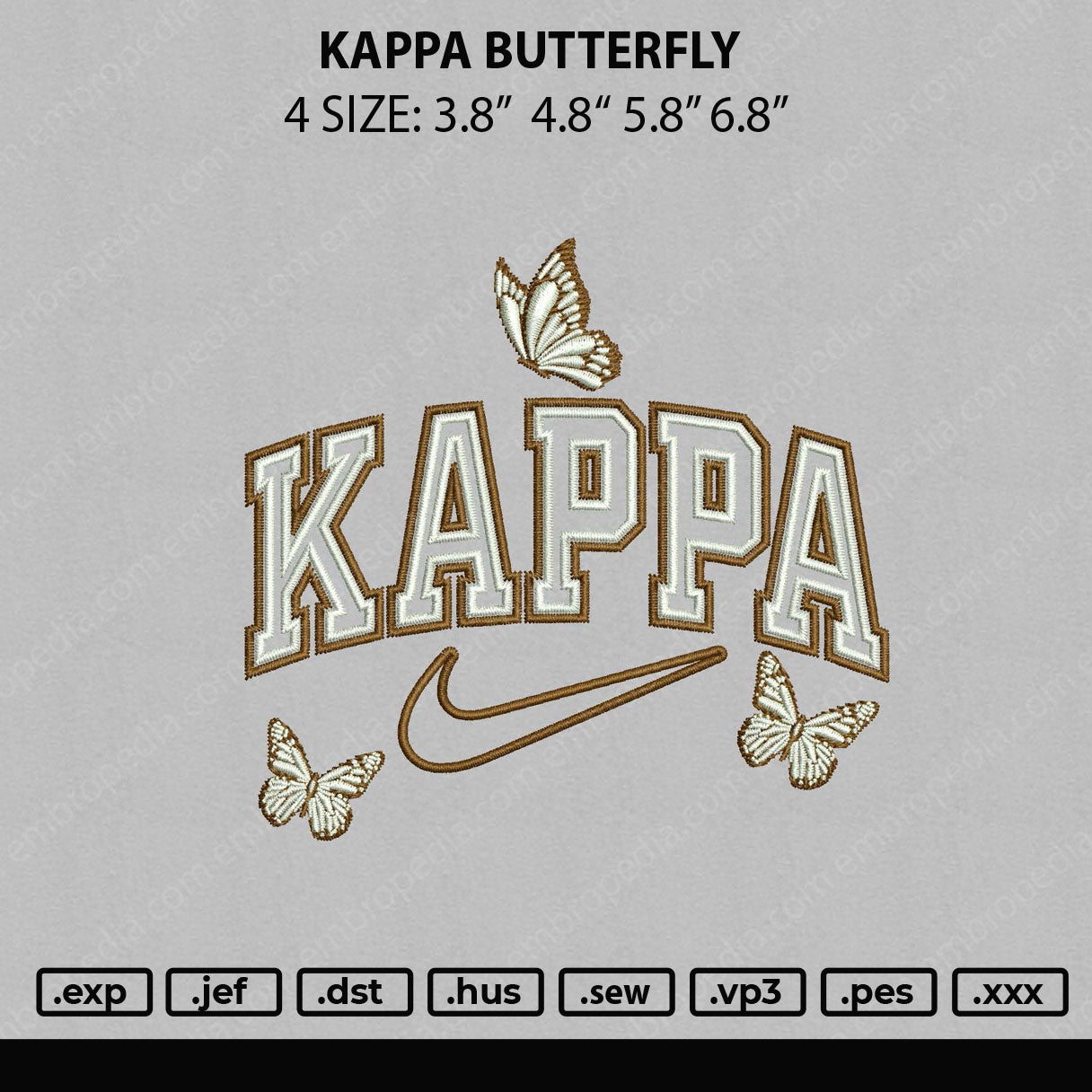 Kappa Butterffly Embroidery File 4 size