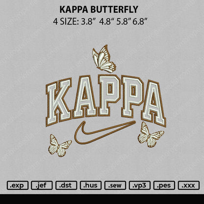 Kappa Butterffly Embroidery File 4 size