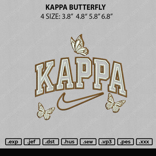 Kappa Butterffly Embroidery File 4 size
