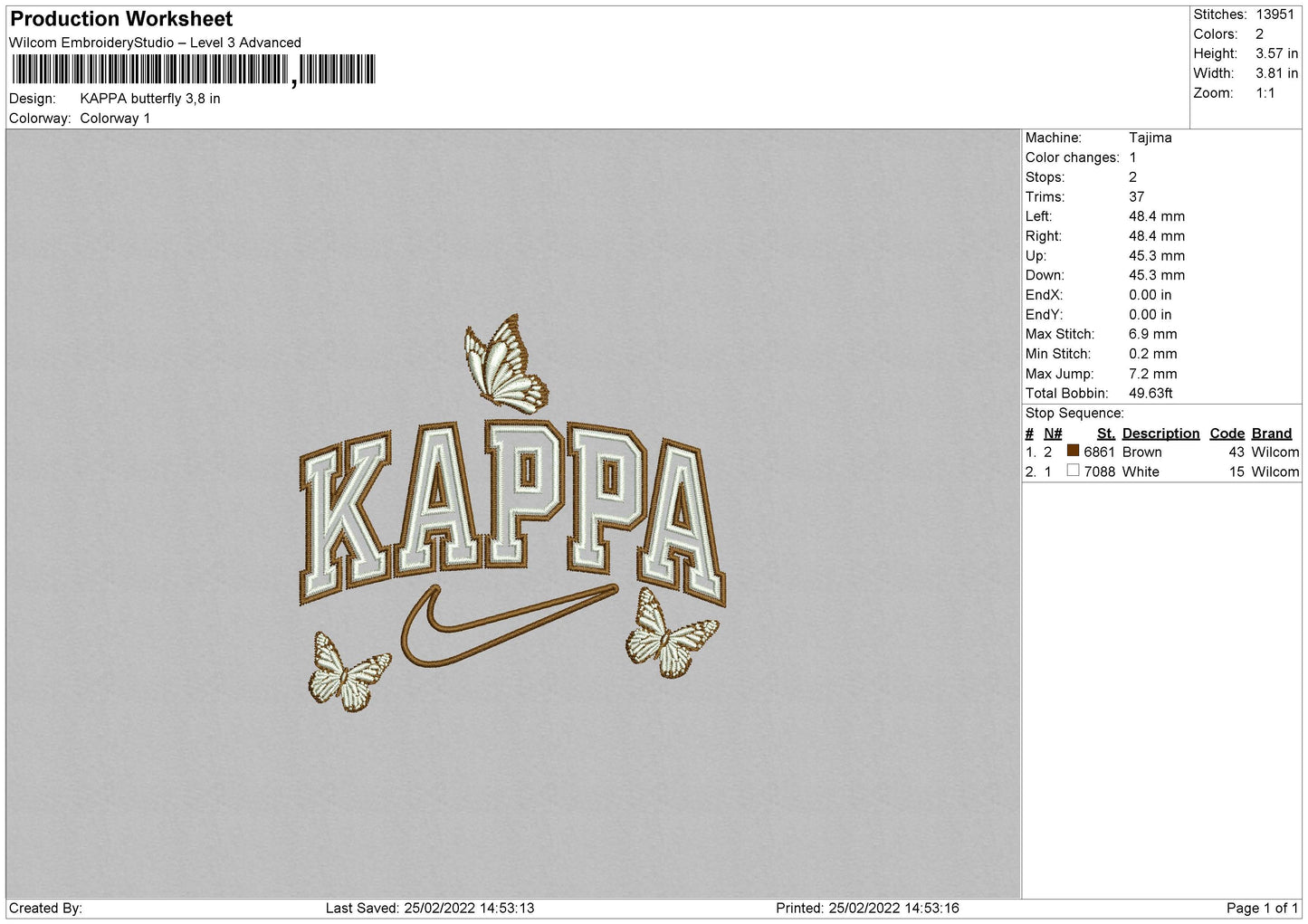 Kappa Butterffly Embroidery File 4 size