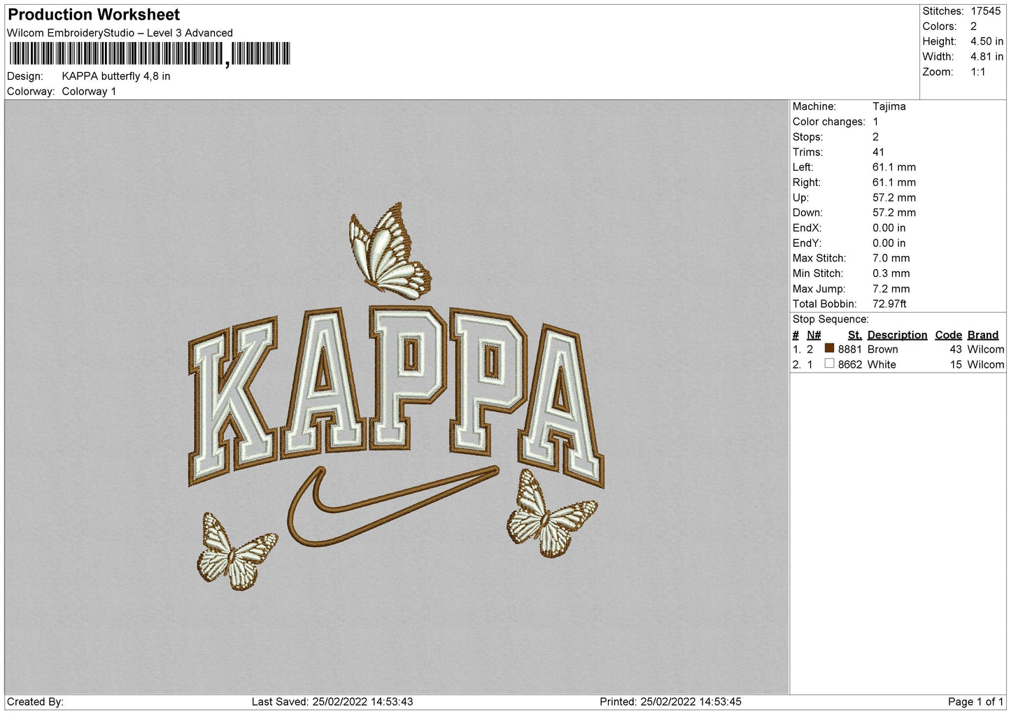 Kappa Butterffly Embroidery File 4 size