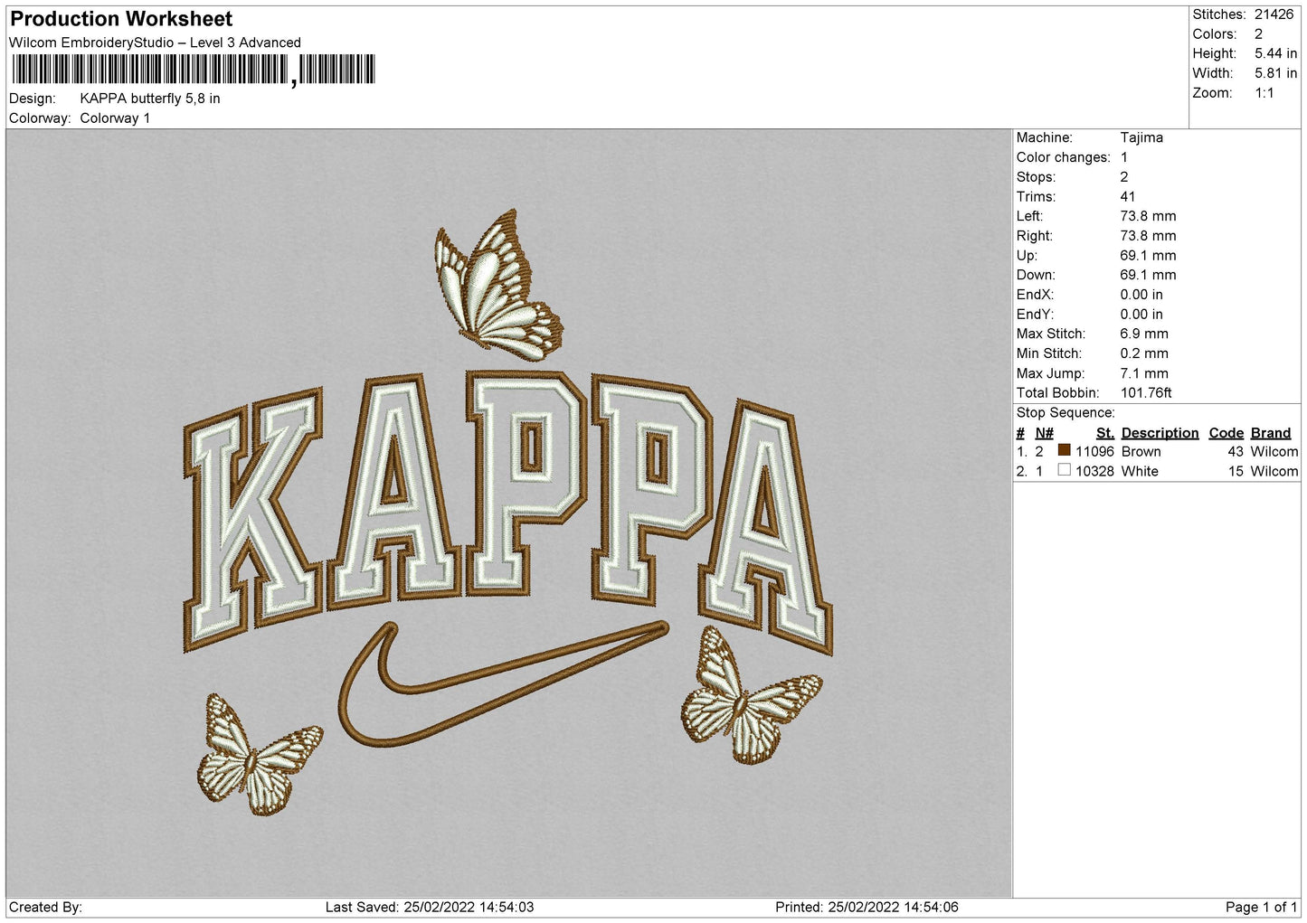 Kappa Butterffly Embroidery File 4 size