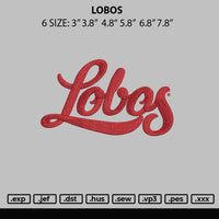 Lobos Embroidery File 6 sizes
