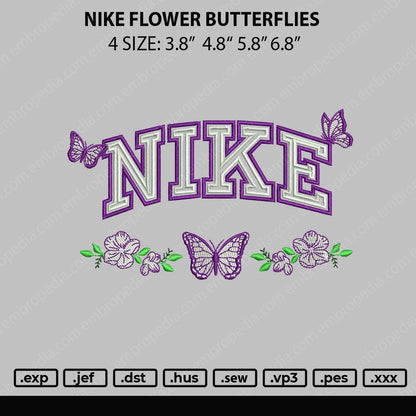 Nike Flower Butterflies Embroidery File 4 size