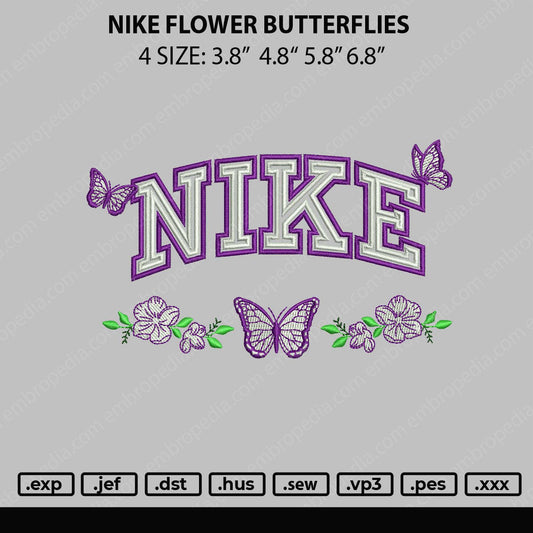 Nike Flower Butterflies Embroidery File 4 size