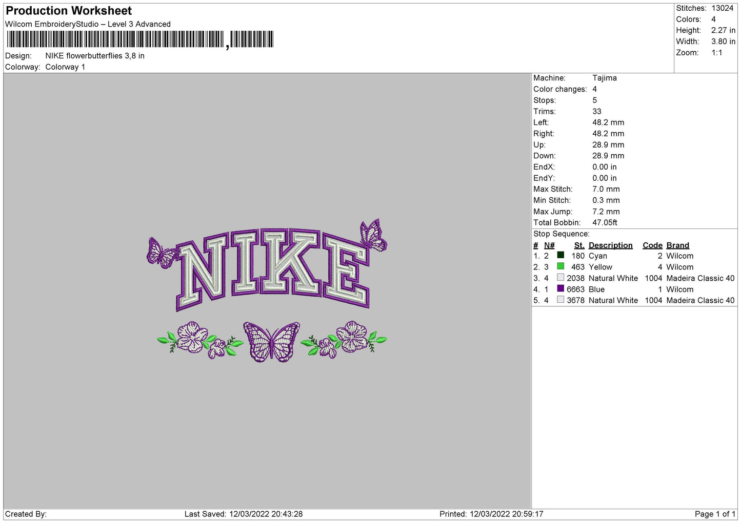 Nike Flower Butterflies Embroidery File 4 size
