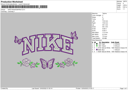 Nike Flower Butterflies Embroidery File 4 size