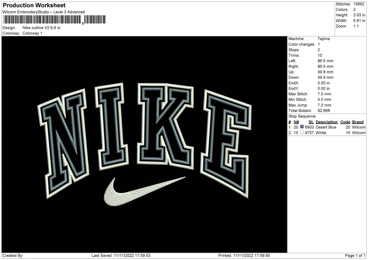 Nike Outline V2 Embroidery File 6 sizes