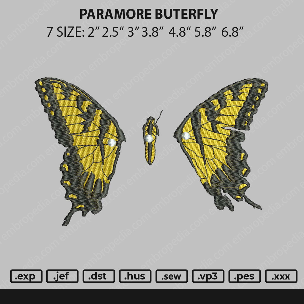 Paramore Butterfly Embroidery File 7 size