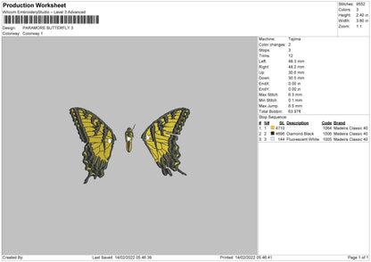 Paramore Butterfly Embroidery File 7 size