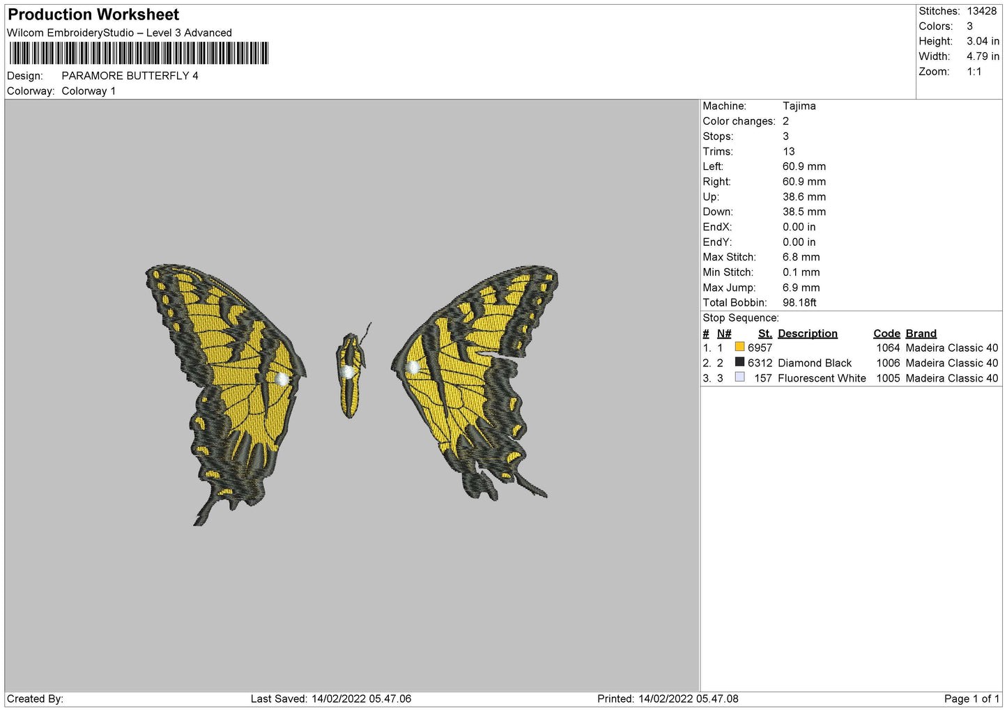 Paramore Butterfly Embroidery File 7 size