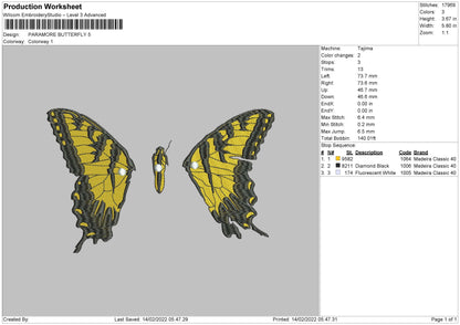 Paramore Butterfly Embroidery File 7 size