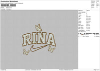 Rina Text Butterfly Embroidery File 4 size
