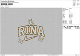 Rina Text Butterfly Embroidery File 4 size