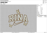 Rina Text Butterfly Embroidery File 4 size