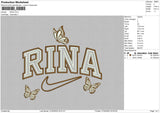 Rina Text Butterfly Embroidery File 4 size