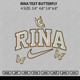 Rina Text Butterfly Embroidery File 4 size