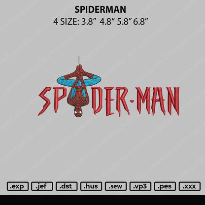 Spiderman Embroidery File 4 sizes