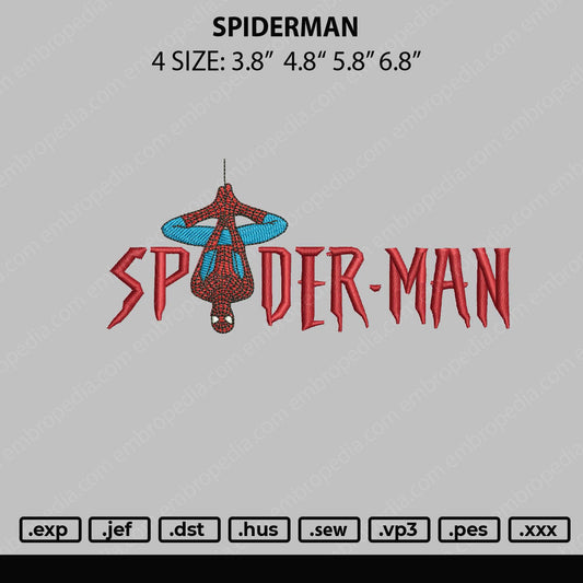 Spiderman Embroidery File 4 sizes