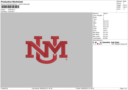 Unm Embroidery File 6 sizes