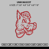 Unm Mascot Embroidery File 6 sizes