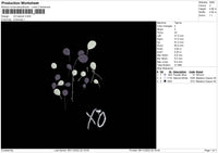 XO balloon Embroidery File 6 sizes