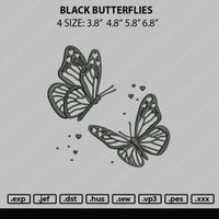 Black Butterflies Embroidery File 4 size