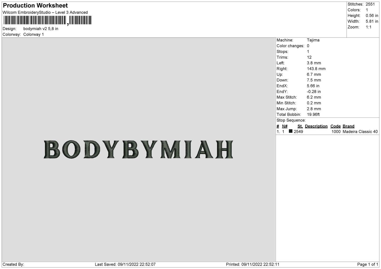 Bodymiah V2 Embroidery File 6 sizes