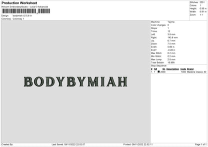 Bodymiah V2 Embroidery File 6 sizes