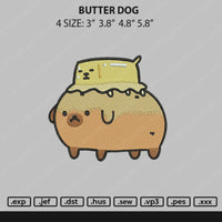 Butter Dog Embroidery File 4 size