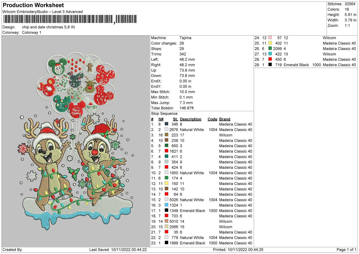 Chip And Dale Embroidery File 6 sizes