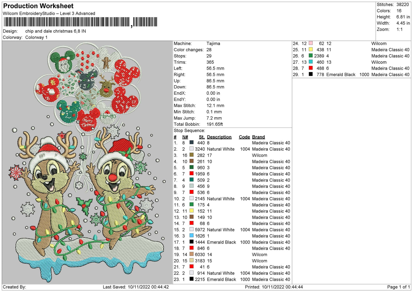 Chip And Dale Embroidery File 6 sizes